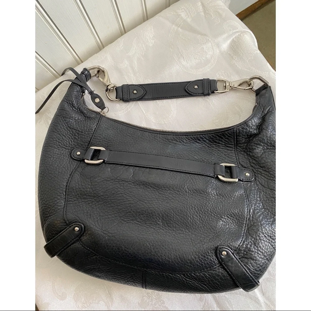 COLE HAAN BLACK PEBBLED LEATHER HOBO SHOULDER BAG